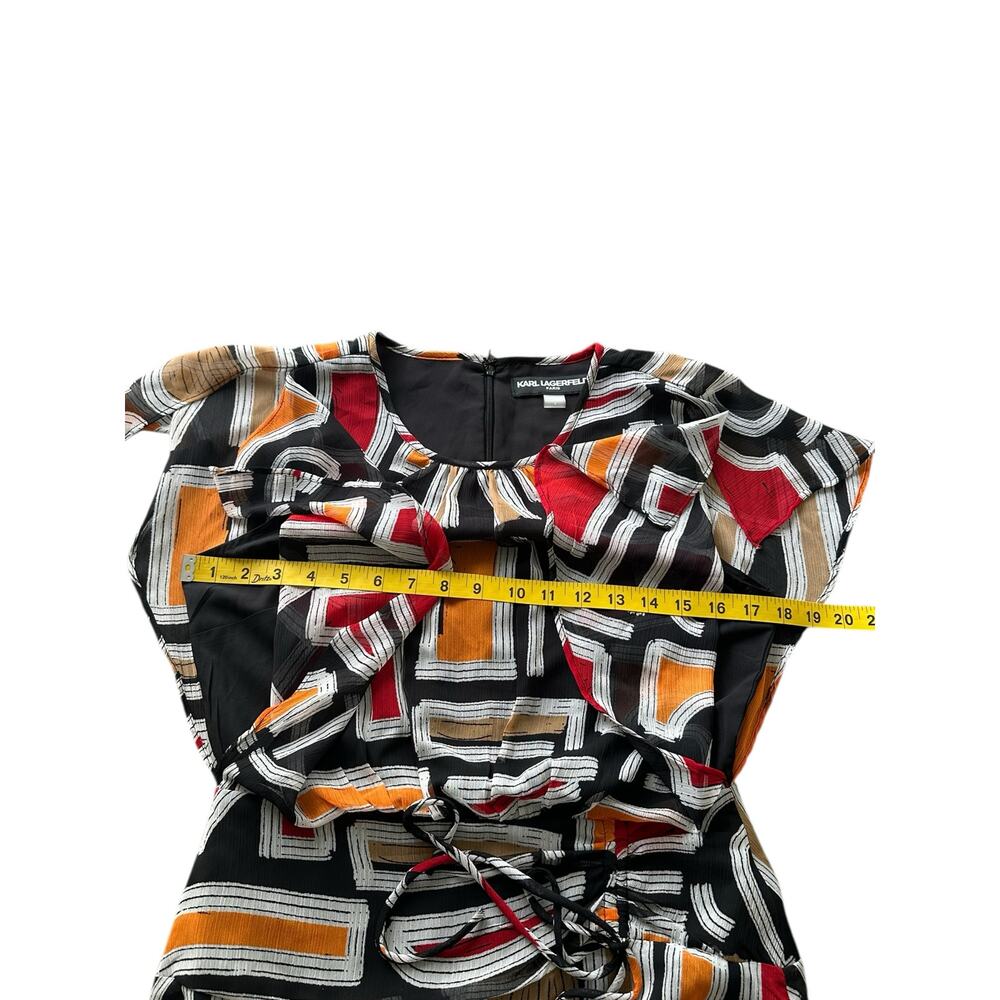 Karl Lagerfeld Paris Multicolor High-How Flutter Sleeve Dress Size 4 - NWT - Picture 4 of 9